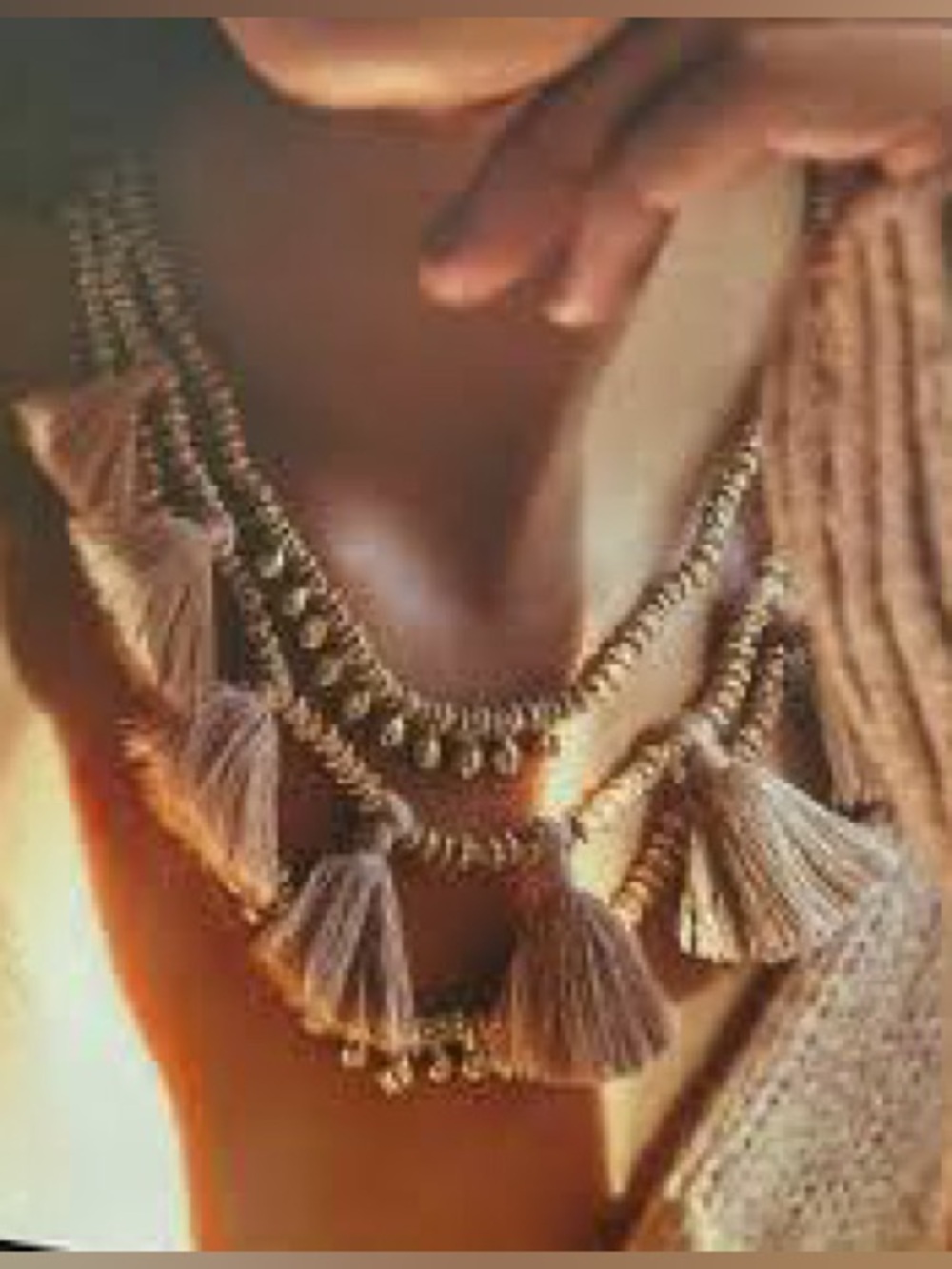 Bluma Project Luna Tassel Necklace in Sand Gold